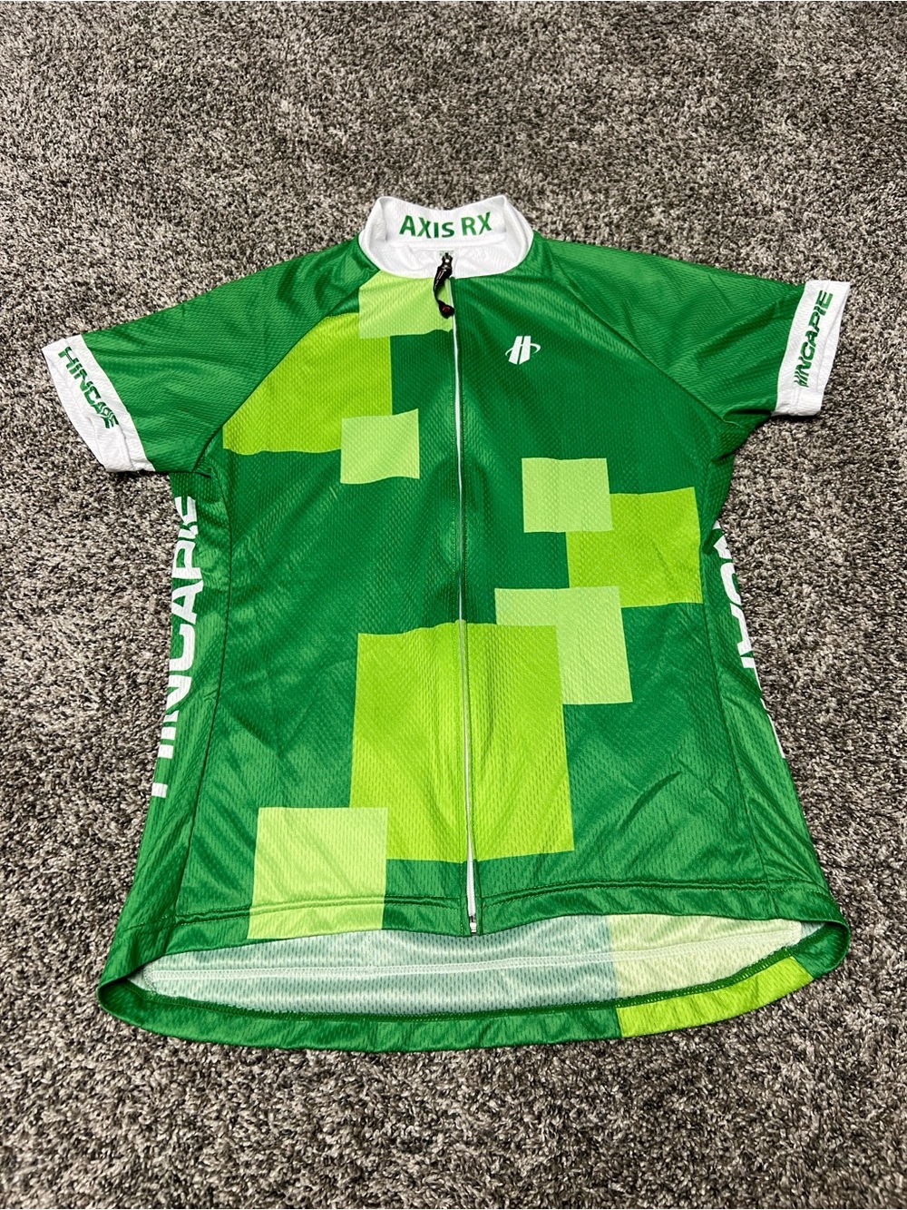 Hincapie Woman’s Medium Cycling Jersey Full Zip Short Sleeve Green 3 Pocket ECU